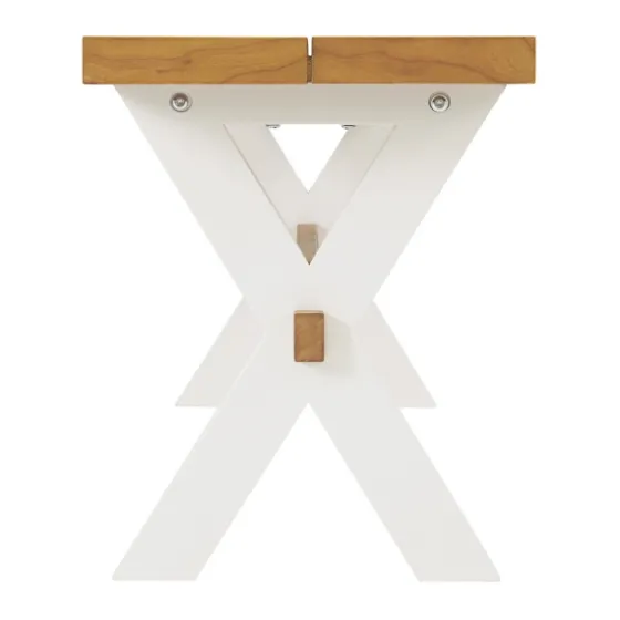 White And Natural Wood X-Frame Dining Bench-Kirkland's Home Discount
