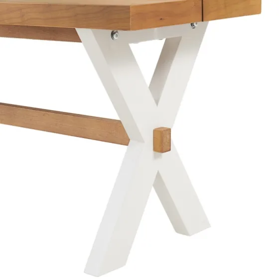 White And Natural Wood X-Frame Dining Bench-Kirkland's Home Discount