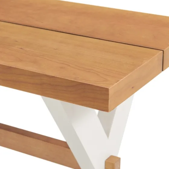 White And Natural Wood X-Frame Dining Bench-Kirkland's Home Discount