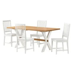 White And Natural Wood X-Frame 5-Pc. Dining Set-Kirkland's Home Best Sale