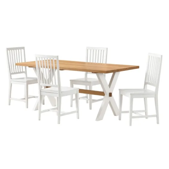 White And Natural Wood X-Frame 5-Pc. Dining Set-Kirkland's Home Best Sale