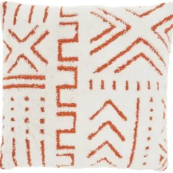 White And Orange Tufted Geo Throw Pillow-Kirkland's Home Clearance
