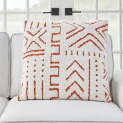 White And Orange Tufted Geo Throw Pillow-Kirkland's Home Clearance