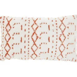 White And Orange Tufted Geo Lumbar Pillow-Kirkland's Home New