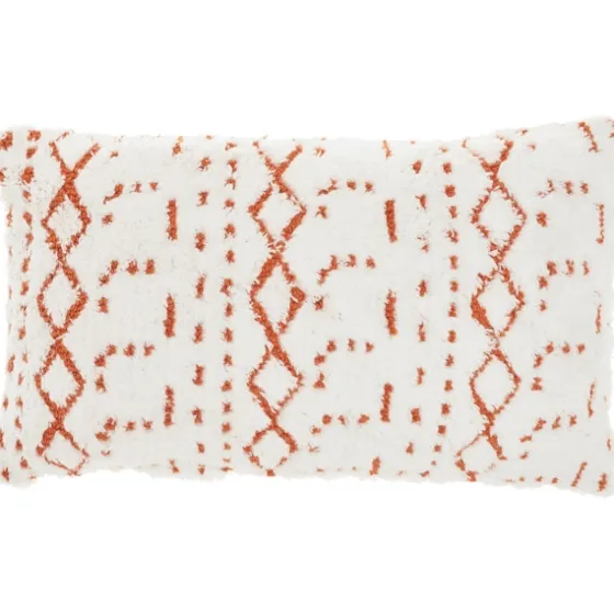 White And Orange Tufted Geo Lumbar Pillow-Kirkland's Home New