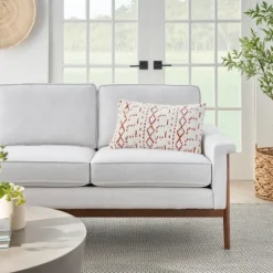 White And Orange Tufted Geo Lumbar Pillow-Kirkland's Home New