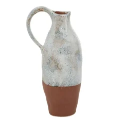 White And Rust Brown Ceramic Vase, 14 In.-Kirkland's Home Fashion