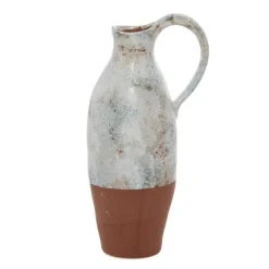 White And Rust Brown Ceramic Vase, 14 In.-Kirkland's Home Fashion