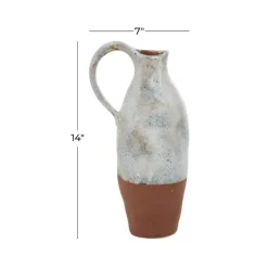 White And Rust Brown Ceramic Vase, 14 In.-Kirkland's Home Fashion