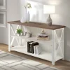 White And Rustic Oak Wood Farmhouse Console Table-Kirkland's Home Store
