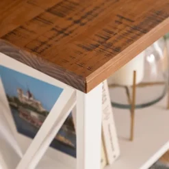 White And Rustic Oak Wood Farmhouse Console Table-Kirkland's Home Store