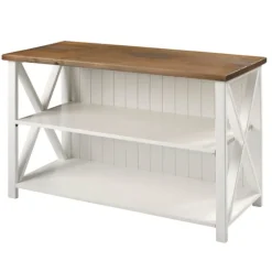 White And Rustic Oak Wood Farmhouse Console Table-Kirkland's Home Store