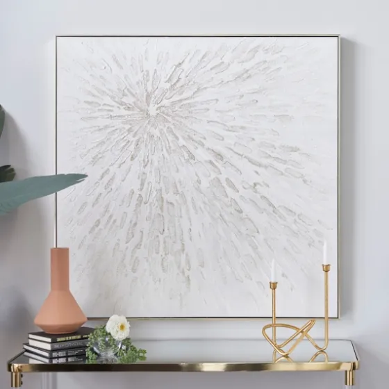 White And Silver Impasto Abstract Canvas Art Print-Kirkland's Home Fashion