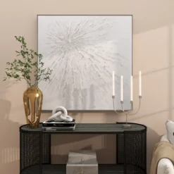 White And Silver Impasto Abstract Canvas Art Print-Kirkland's Home Fashion