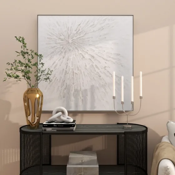 White And Silver Impasto Abstract Canvas Art Print-Kirkland's Home Fashion