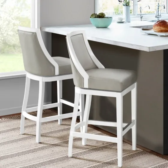 White And Swivel Bar Stools, Set Of 2-Kirkland's Home Hot