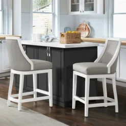 White And Swivel Counter Stools, Set Of 2-Kirkland's Home New