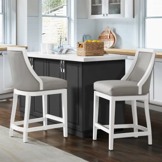 White And Swivel Counter Stools, Set Of 2-Kirkland's Home New