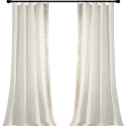 White And Tan Embroidered Curtain Panel, 84 In.-Kirkland's Home Hot