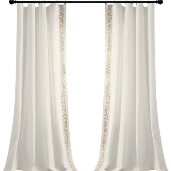 White And Tan Embroidered Curtain Panel, 84 In.-Kirkland's Home Hot
