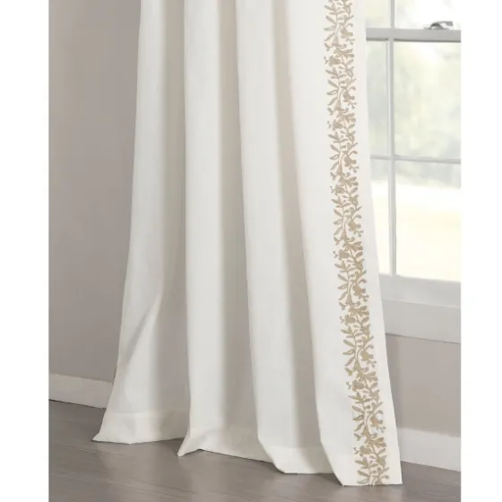 White And Tan Embroidered Curtain Panel, 84 In.-Kirkland's Home Hot