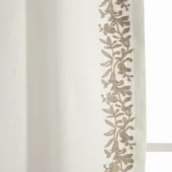 White And Tan Embroidered Curtain Panel, 84 In.-Kirkland's Home Hot
