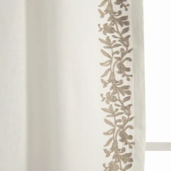 White And Tan Embroidered Curtain Panel, 84 In.-Kirkland's Home Hot