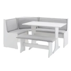 White And Upholstered 3-Pc Dining Nook Set-Kirkland's Home Discount