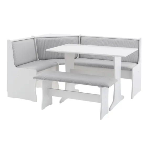 White And Upholstered 3-Pc Dining Nook Set-Kirkland's Home Discount