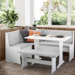 White And Upholstered 3-Pc Dining Nook Set-Kirkland's Home Discount