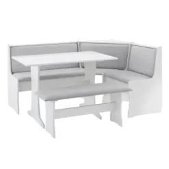 White And Upholstered 3-Pc Dining Nook Set-Kirkland's Home Discount