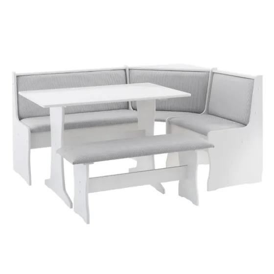White And Upholstered 3-Pc Dining Nook Set-Kirkland's Home Discount