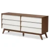 White And Walnut Mid-Century 6-Drawer Dresser-Kirkland's Home Outlet