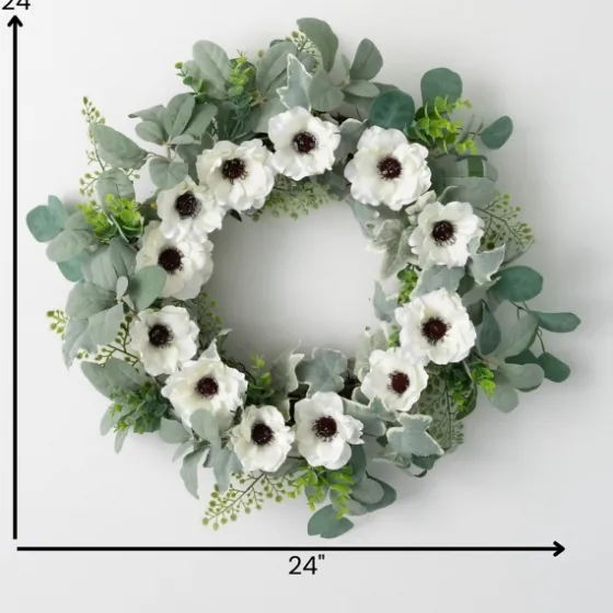 White Anemone Flower Wreath-Kirkland's Home Store