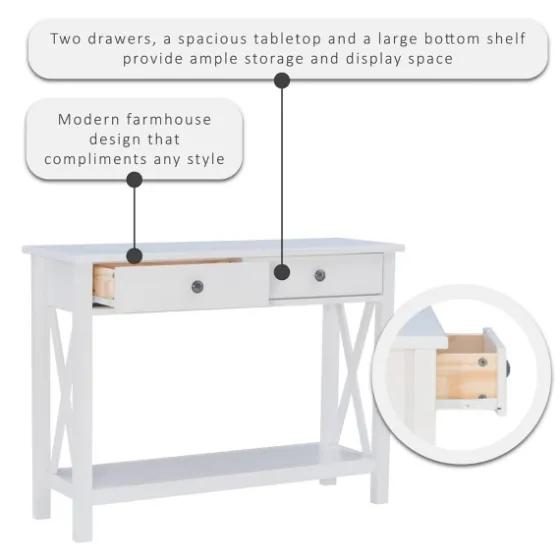 White Antique Pine X Console Table-Kirkland's Home Fashion