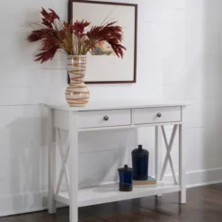 White Antique Pine X Console Table-Kirkland's Home Fashion