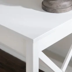White Antique Pine X Frame Desk-Kirkland's Home Fashion