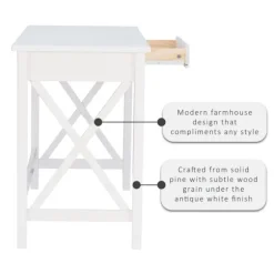 White Antique Pine X Frame Desk-Kirkland's Home Fashion