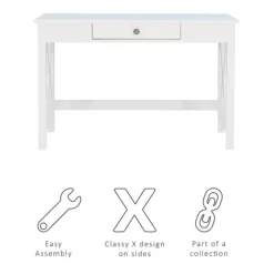 White Antique Pine X Frame Desk-Kirkland's Home Fashion