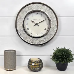 White Arabesque Mosaic Frame Wall Clock-Kirkland's Home Clearance