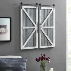 White Barn Door Galvanized Wall Plaques, Set Of 2-Kirkland's Home Shop