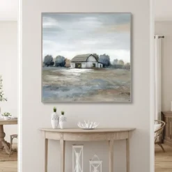 White Barn In Pasture Framed Canvas Art Print-Kirkland's Home New