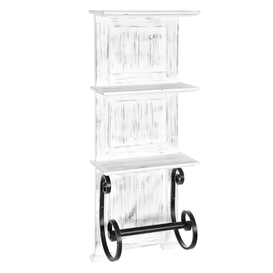 White Beadboard Shelves With Towel Bar Rack-Kirkland's Home New