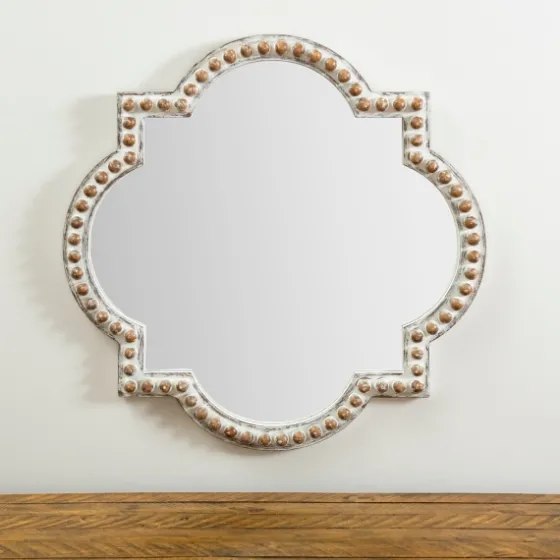 White Beaded Quatrefoil Wall Mirror-Kirkland's Home Best