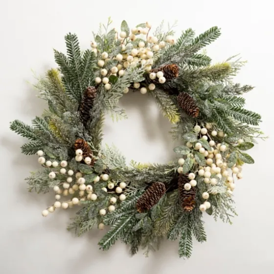 White Berry Pinecone Spiral Wreath-Kirkland's Home Clearance