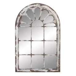 White Brown Rustic Window Iron Frame Wall Mirror-Kirkland's Home New