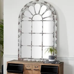 White Brown Rustic Window Iron Frame Wall Mirror-Kirkland's Home New