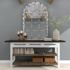 White Brown Rustic Window Iron Frame Wall Mirror-Kirkland's Home New