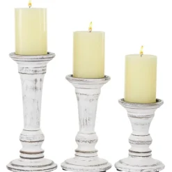 White Brushstroke 3-Pc. Pillar Candle Holder Set-Kirkland's Home Fashion