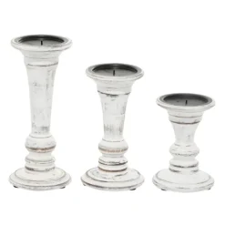 White Brushstroke 3-Pc. Pillar Candle Holder Set-Kirkland's Home Fashion